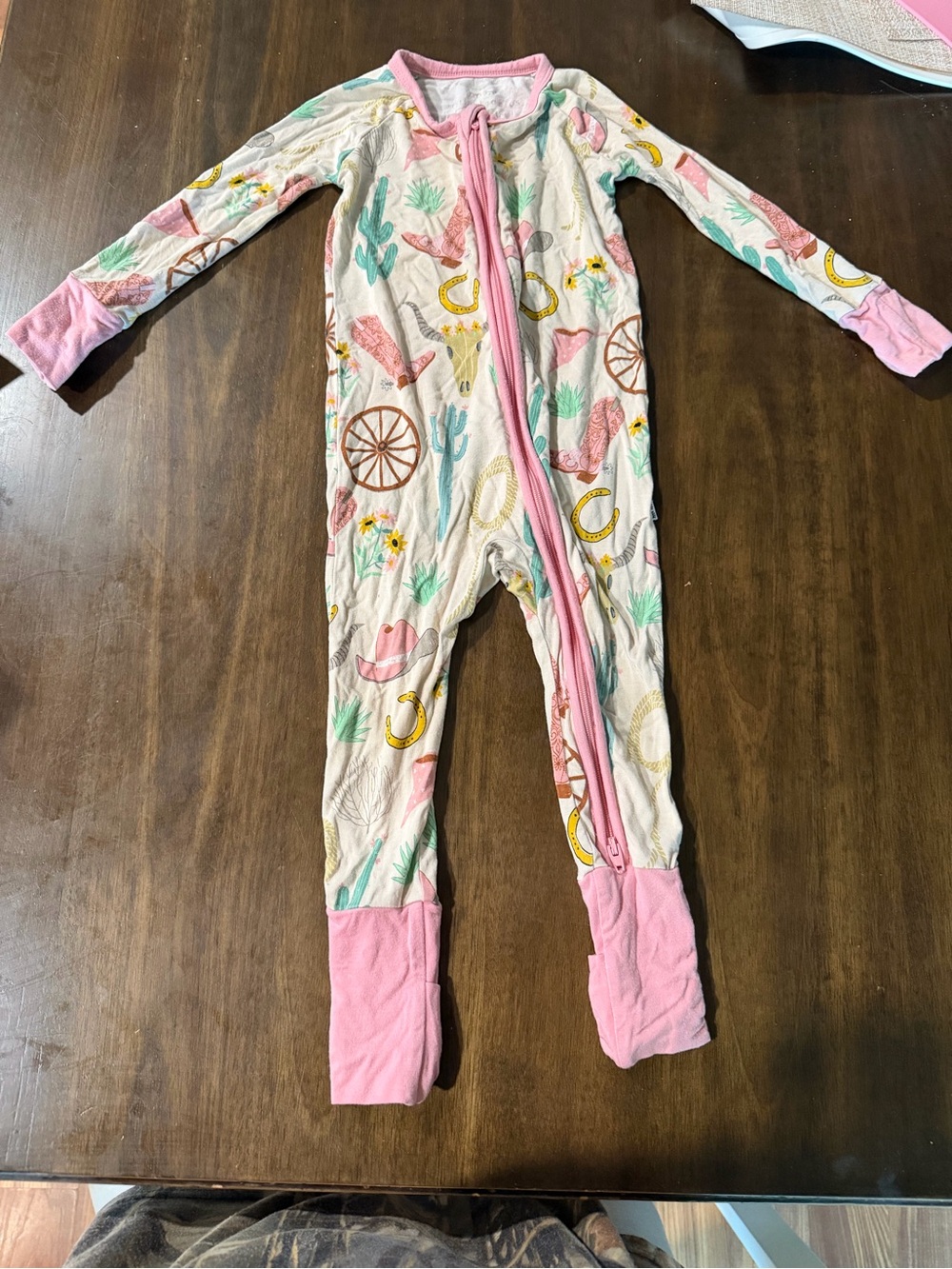 Little Sleepies Pink Western Print One-Piece Bodysuit